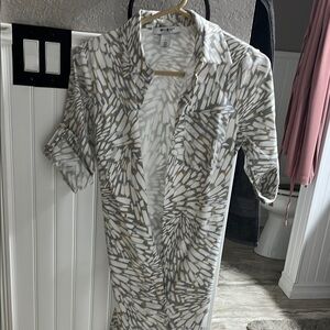 White and Beige Patterned Men Shirt by W118 by Walter Baker